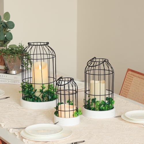 DECORKEY Rustic Farmhouse Lantern Decor Set of 3 Lanterns Decorative Indoor and Outdoor, Fireplace Mantle or Kitchen Dining Table - Modern Upscale Beauty for Home - Image 5