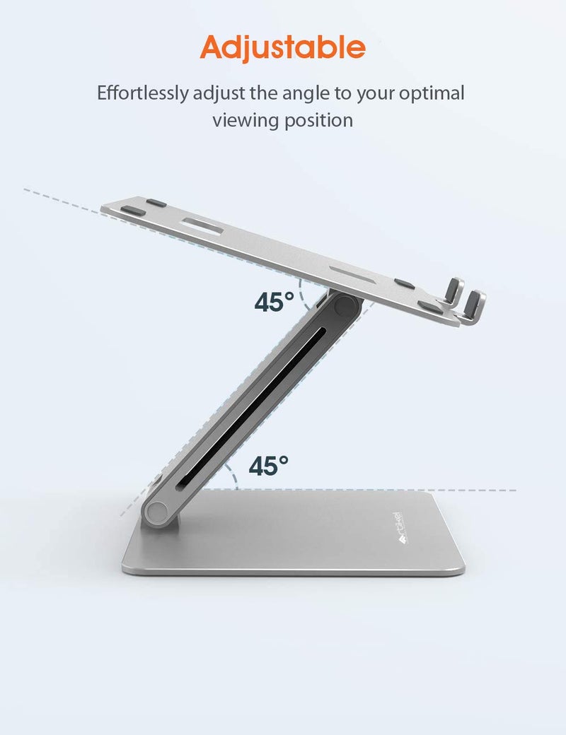 ARTIKEL UniPole Adjustable Laptop Stand Premium Height Adjustable Riser for Desk Increased Laptop Ventilation Ergonomic Supports Up to 20 Kgs Universally Compatible Silver - Image 5