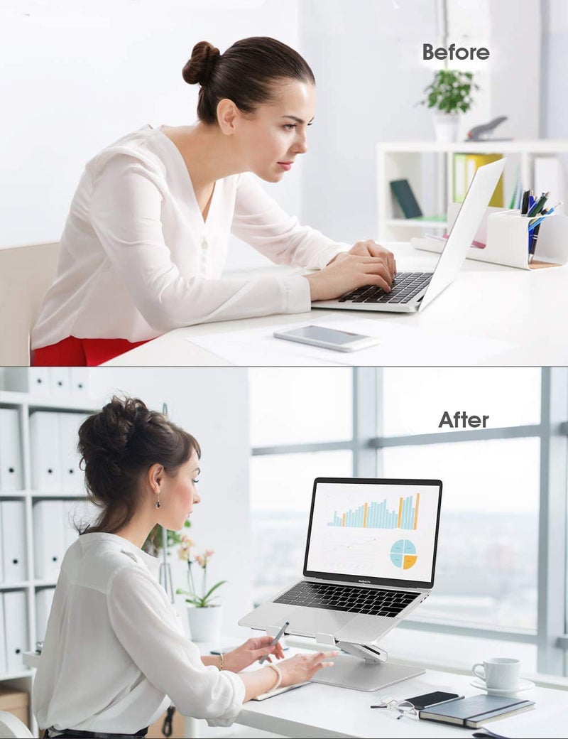 ARTIKEL UniPole Adjustable Laptop Stand Premium Height Adjustable Riser for Desk Increased Laptop Ventilation Ergonomic Supports Up to 20 Kgs Universally Compatible Silver - Image 4