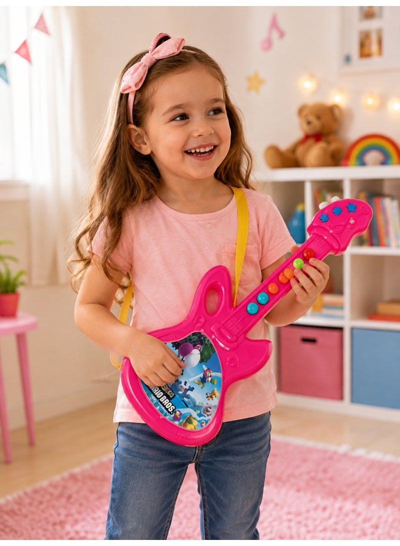 VGRASSP Kids Musical Toy Guitar with Colorful Tone Buttons and Adjustable Carrying Strap, Fun Pretend Play Instrument, Lightweight, Assorted Colors, 30 x 12 x 2 cm - Image 5