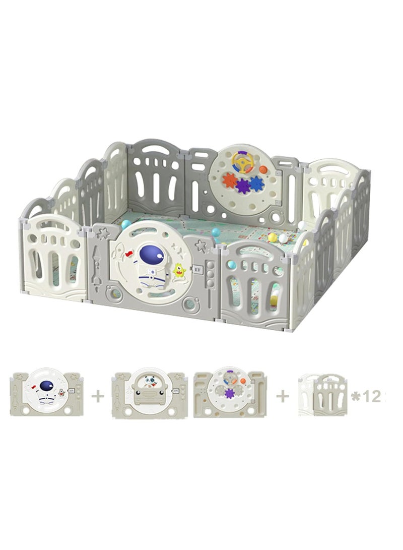 Gonice Baby Playpen for Toddler, Extra Large Baby Playard with Gate, 60”×63” Large Baby Playard, Sturdy Safety Playpen, Indoor & Outdoor Kids Activity Center (with Anti-Slip Base), 12+2 Panels  - Image 1