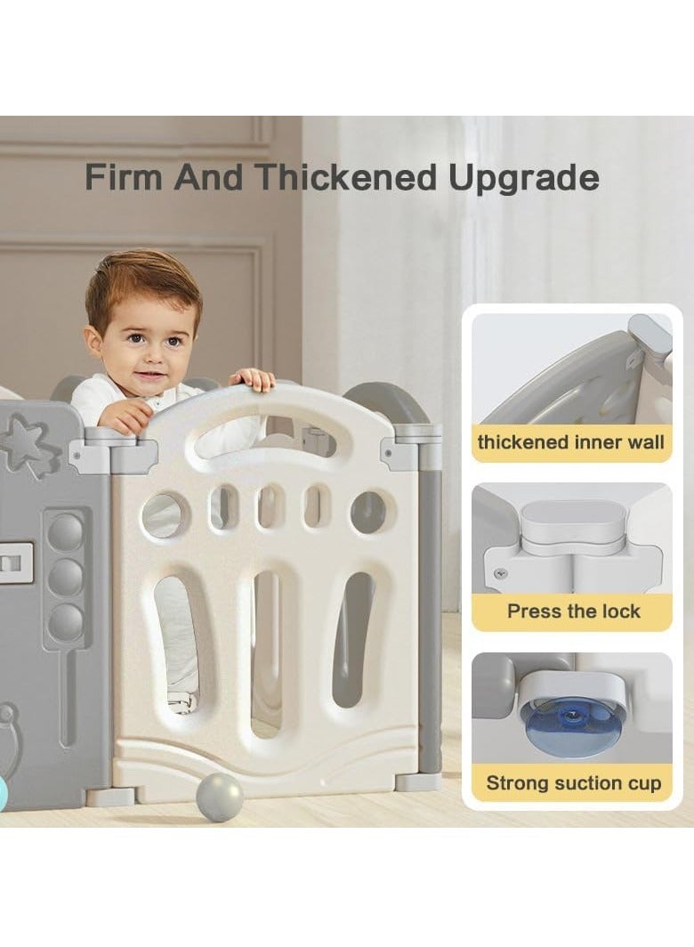 Gonice Baby Playpen for Toddler, Extra Large Baby Playard with Gate, 60”×63” Large Baby Playard, Sturdy Safety Playpen, Indoor & Outdoor Kids Activity Center (with Anti-Slip Base), 12+2 Panels  - Image 4