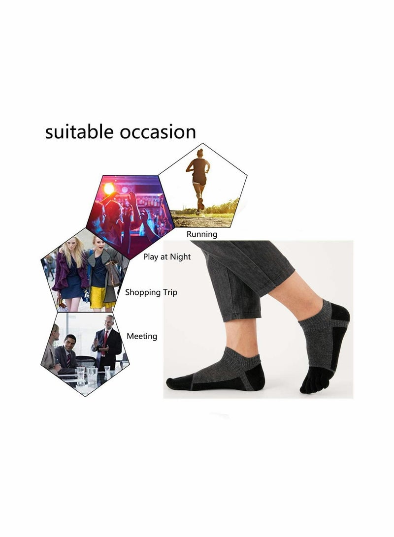 Cotton Ankle Toe Socks for Men and Women, Low Cut Five Finger Athletic Running Socks, Set of 4 Pairs - Image 5