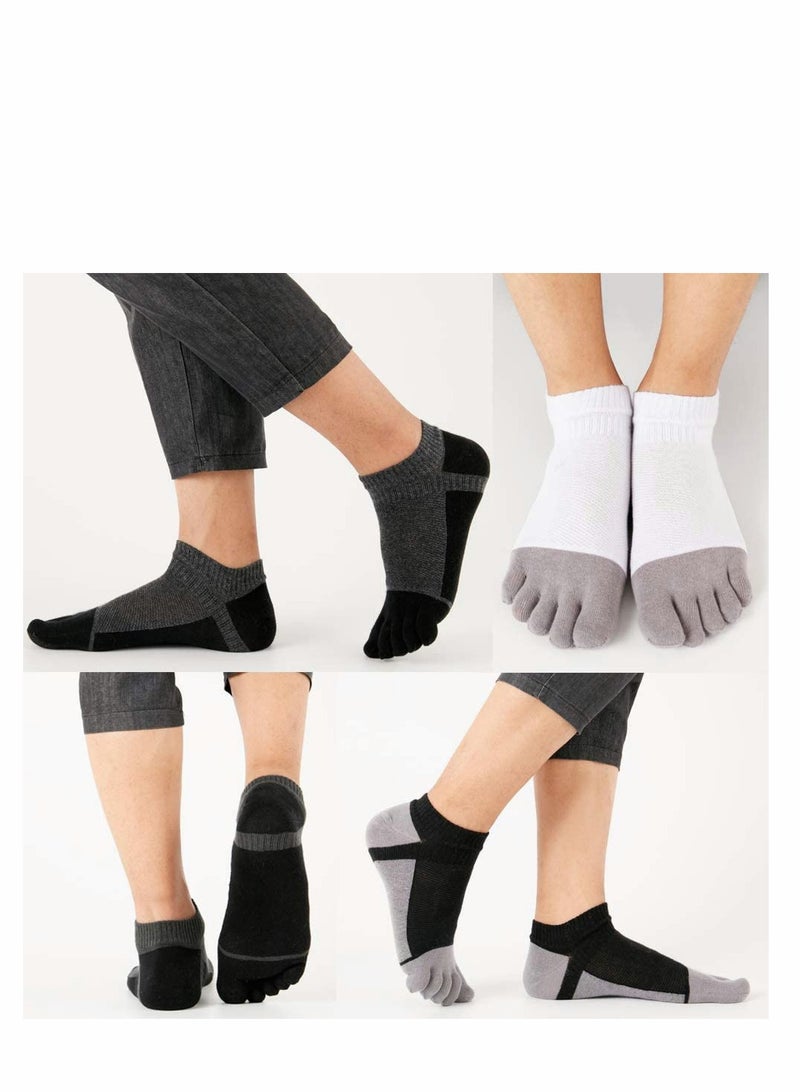 Cotton Ankle Toe Socks for Men and Women, Low Cut Five Finger Athletic Running Socks, Set of 4 Pairs - Image 4