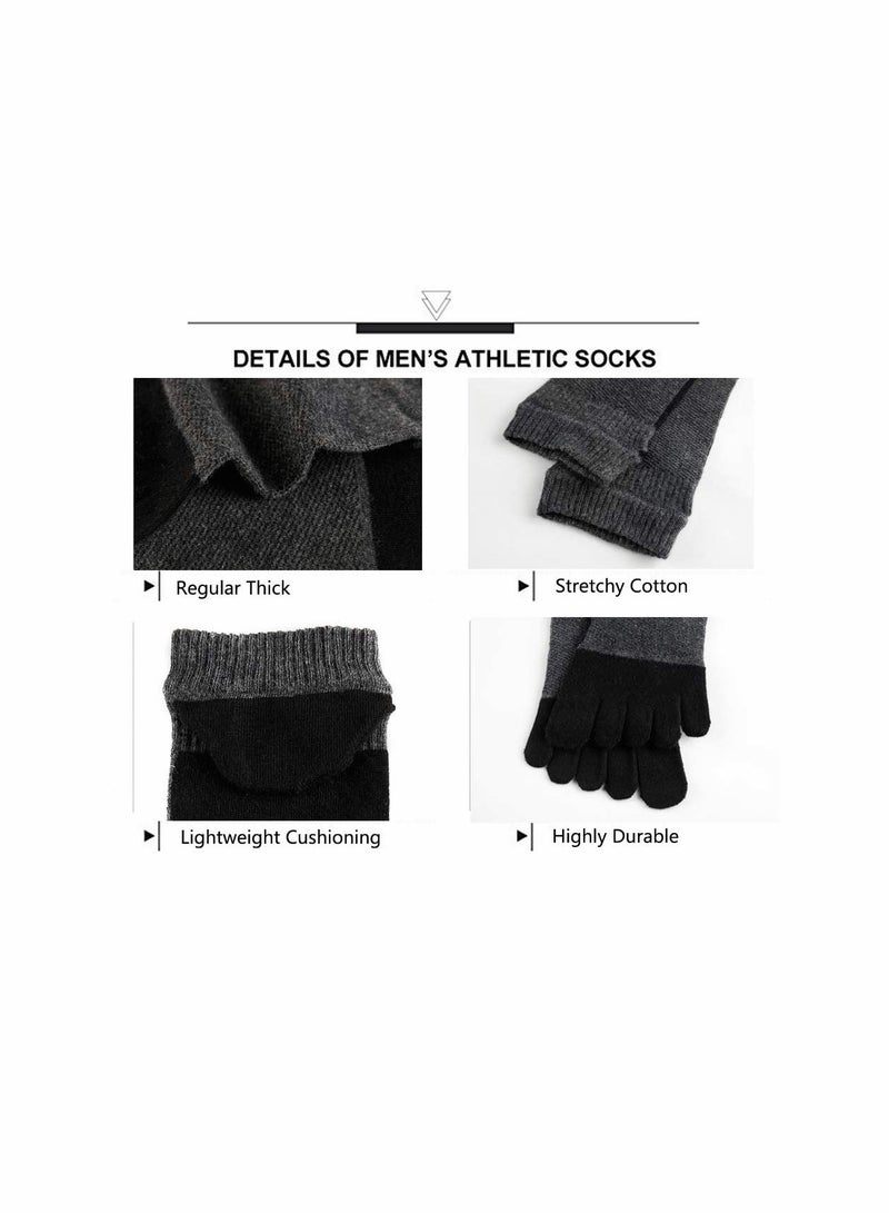 Cotton Ankle Toe Socks for Men and Women, Low Cut Five Finger Athletic Running Socks, Set of 4 Pairs - Image 3