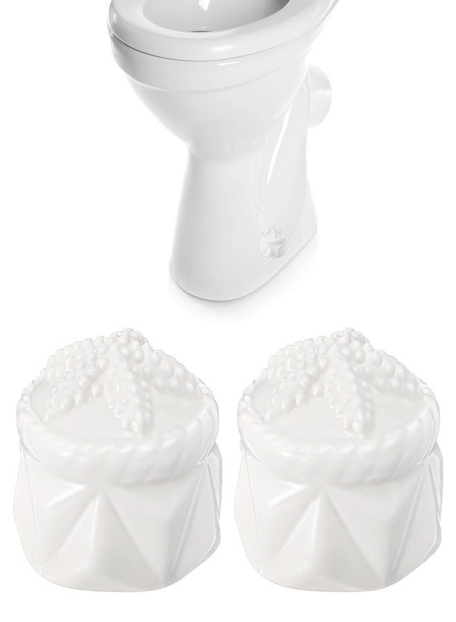 FillTouch 2 Pcs Toilet Bolt Caps, Ceramic Toilet Bolt Covers Decorative Cute Animals Home Bathroom Decor for Easy installation Avoid Rusting(White,Starfish) - Image 1