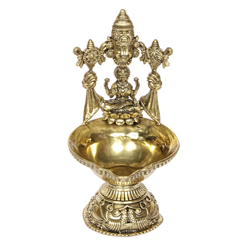 ARTVARKO ARTVARKO Brass Tirupati Balaji with Goddess Lakshmi Diya Oil Lamp 55 inch  - Image 2