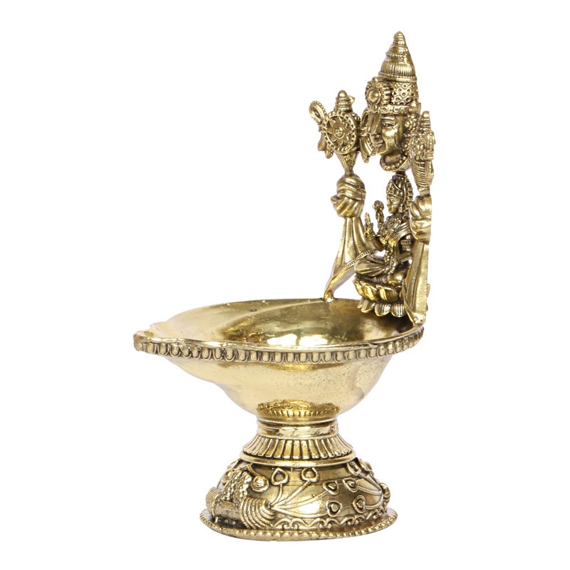 ARTVARKO ARTVARKO Brass Tirupati Balaji with Goddess Lakshmi Diya Oil Lamp 55 inch  - Image 4