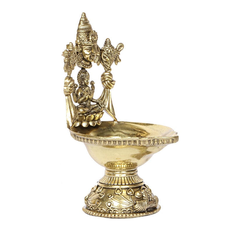 ARTVARKO ARTVARKO Brass Tirupati Balaji with Goddess Lakshmi Diya Oil Lamp 55 inch  - Image 3