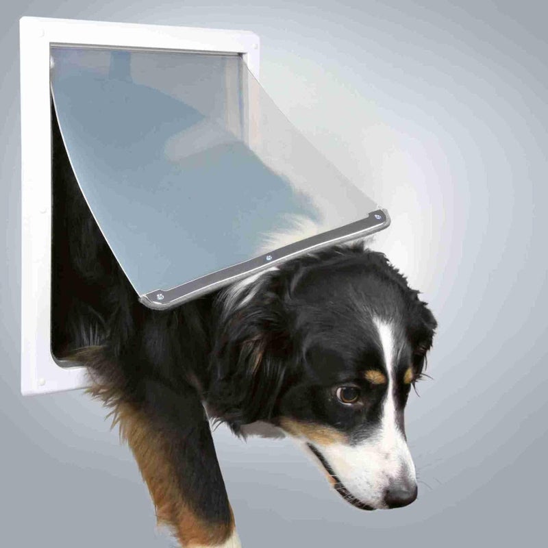Trixie 2-Way Dog Flap, 39 x 45 cm, White - Flexible and Lockable Pet Door - Image 2
