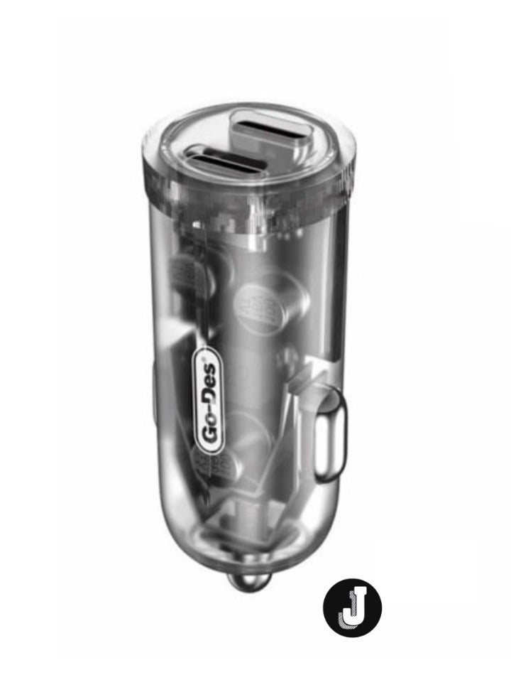 JAJEEK Dual Type-C PD Car Charger 40W – Transparent Fast Charging USB-C Charger for iPhone, Android & More - Image 3