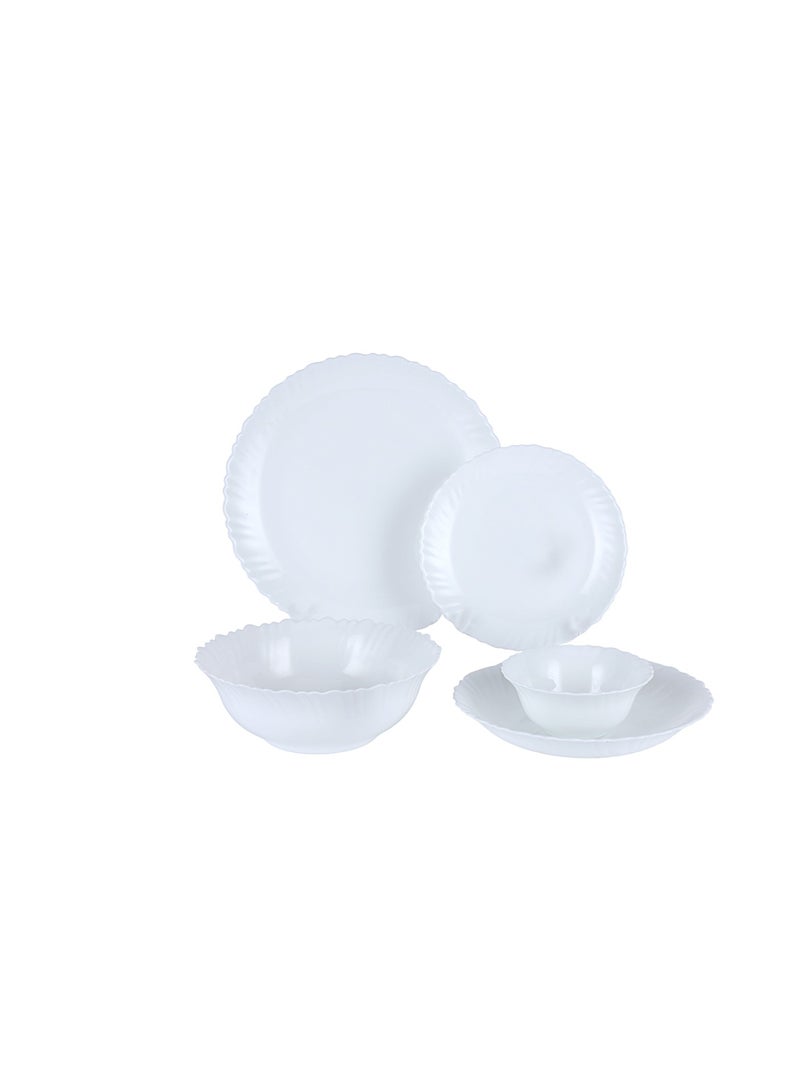Royalford 18 Piece Classic Opalware Dinner Set- RF12398/ Includes Dinner, Deep and Dessert Plates and Serving Bowls/ Dishwasher-Safe, Freezer and Microwave Safe White - Image 1