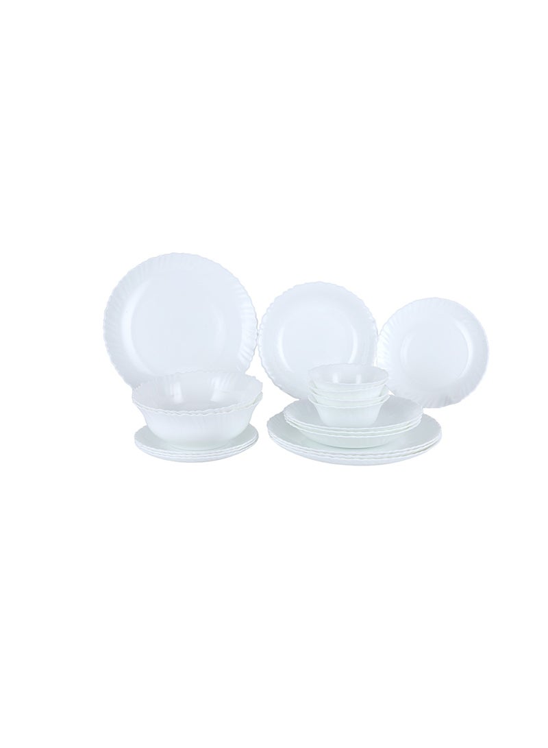 Royalford 18 Piece Classic Opalware Dinner Set- RF12398/ Includes Dinner, Deep and Dessert Plates and Serving Bowls/ Dishwasher-Safe, Freezer and Microwave Safe White - Image 2