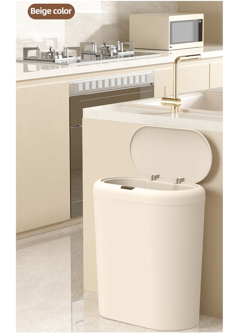 Generic Bathroom Trash Can 15L Waterproof Motion Sensor Small Bathroom Trash Can with Lid Slim Plastic Narrow Bedroom Garbage Can  - Image 1