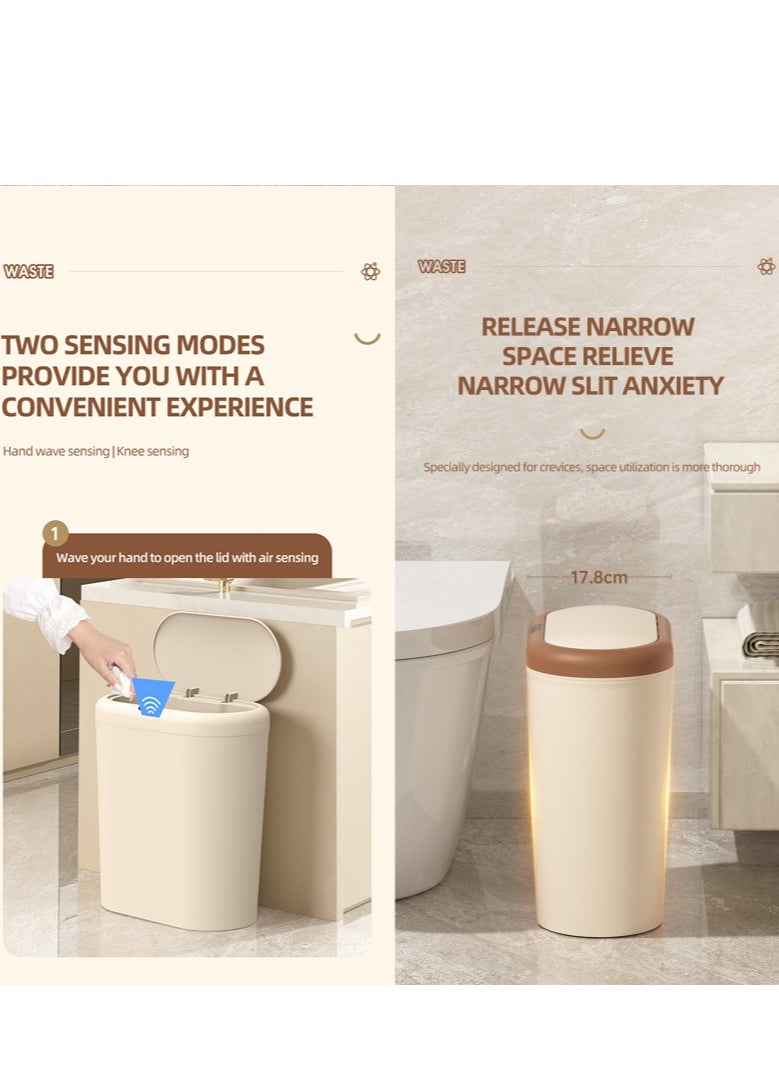 Generic Bathroom Trash Can 15L Waterproof Motion Sensor Small Bathroom Trash Can with Lid Slim Plastic Narrow Bedroom Garbage Can  - Image 2