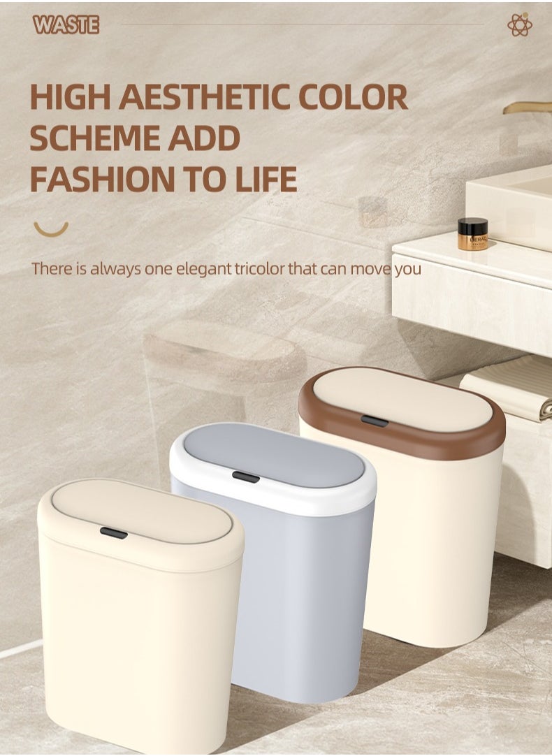 Generic Bathroom Trash Can 15L Waterproof Motion Sensor Small Bathroom Trash Can with Lid Slim Plastic Narrow Bedroom Garbage Can  - Image 4