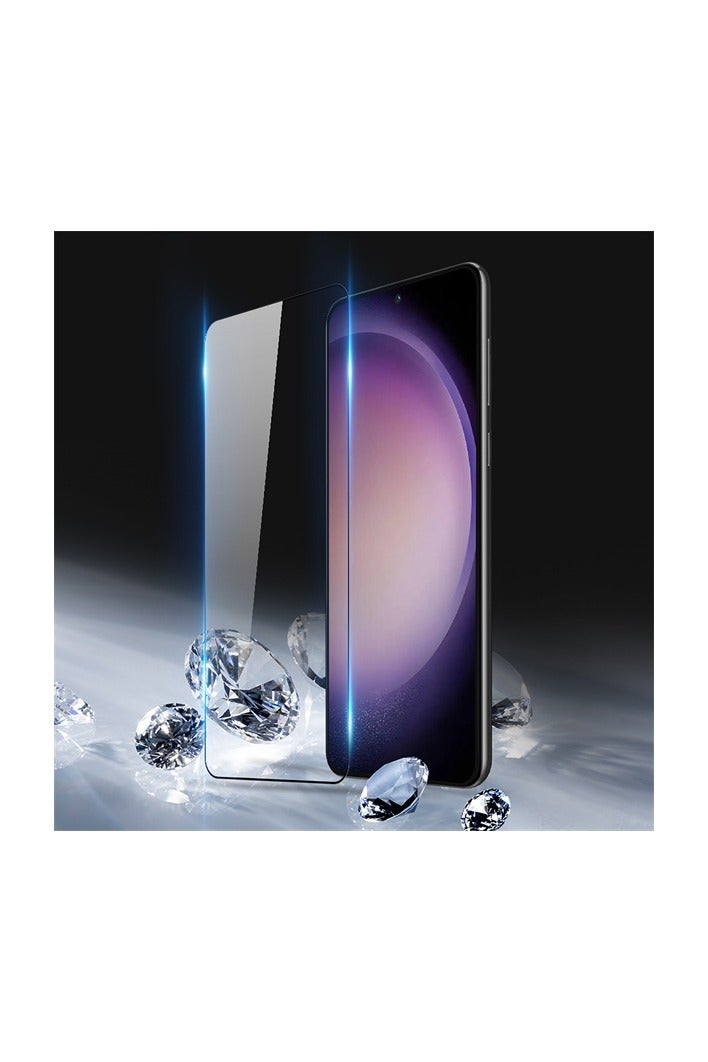 دوكس دوتشيز واقي شاشة من الزجاج المقوى، متوافق مع هاتف سامسونج جالاكسي S23 بلس، واقي شاشة شفاف بحافة سوداء وتغطية كاملة (غراء كامل وحافة سوداء شفافة) - Image 2