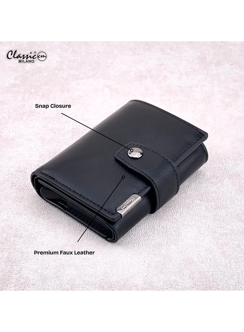 Classic Milano Black (K1802-G056) Classic Milano RFID Blocking Faux Leather Wallet for Men and Women | Card Holder Wallet Pop-up, Credit Card Holder for Men | Wallet for Men & Women’s Card Wallet for Men | Best Price UAE