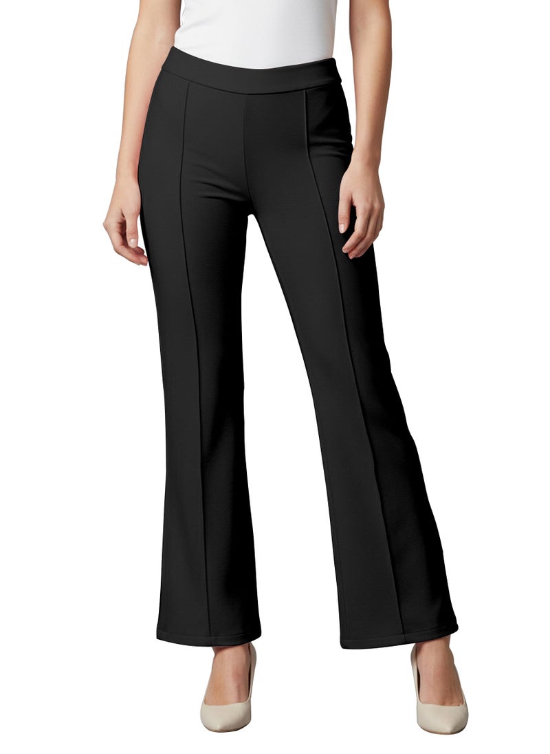 Mehrang Women's Straight High Rise Trouser Pants and Bellbottom Pants for Women's (32, Black) - Image 1