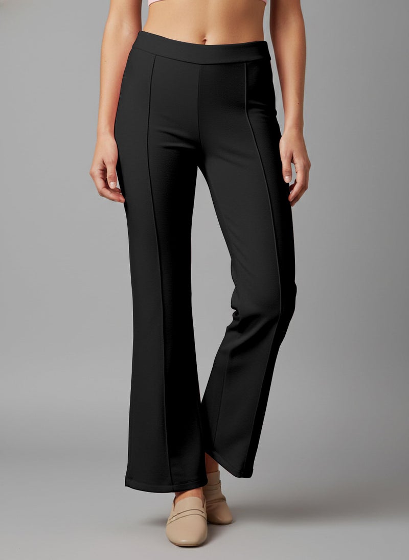 Mehrang Women's Straight High Rise Trouser Pants and Bellbottom Pants for Women's (32, Black) - Image 5