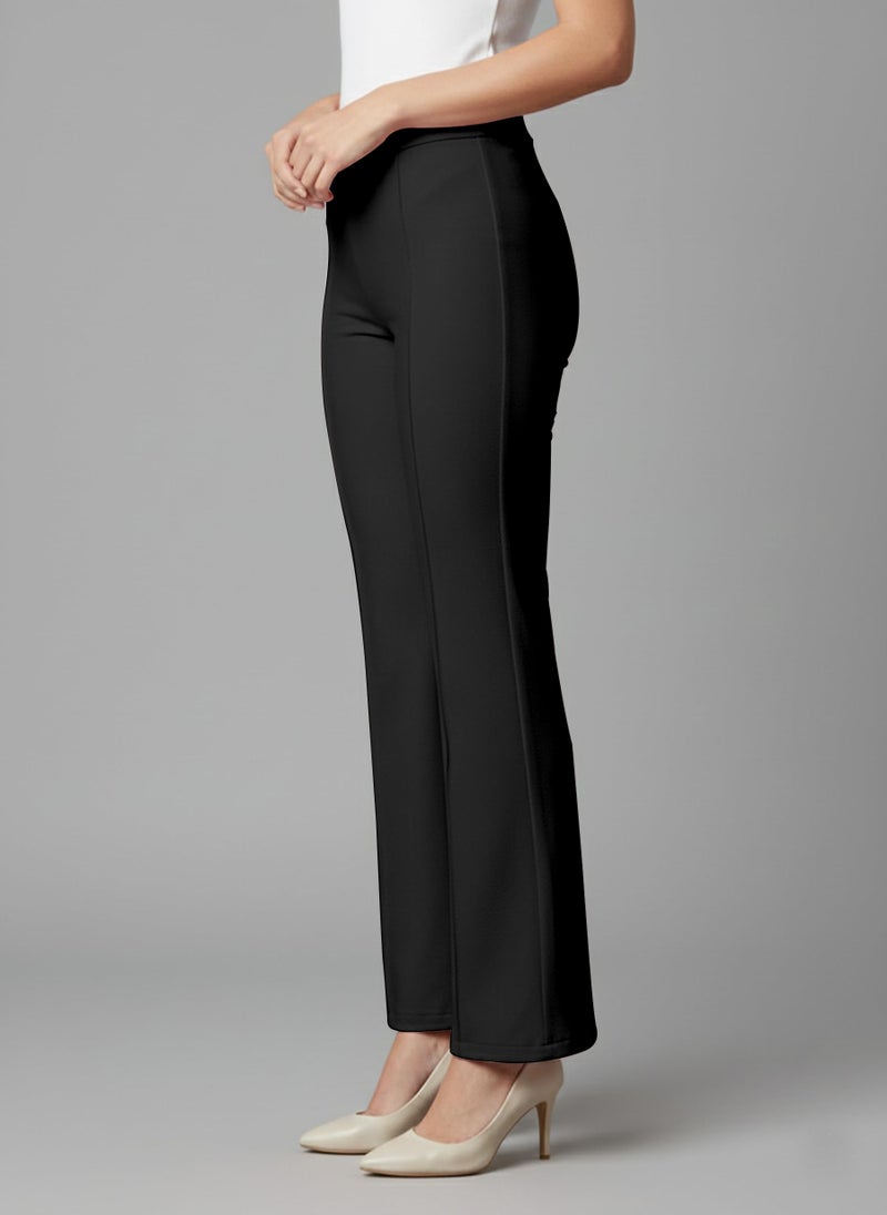 Mehrang Women's Straight High Rise Trouser Pants and Bellbottom Pants for Women's (32, Black) - Image 3