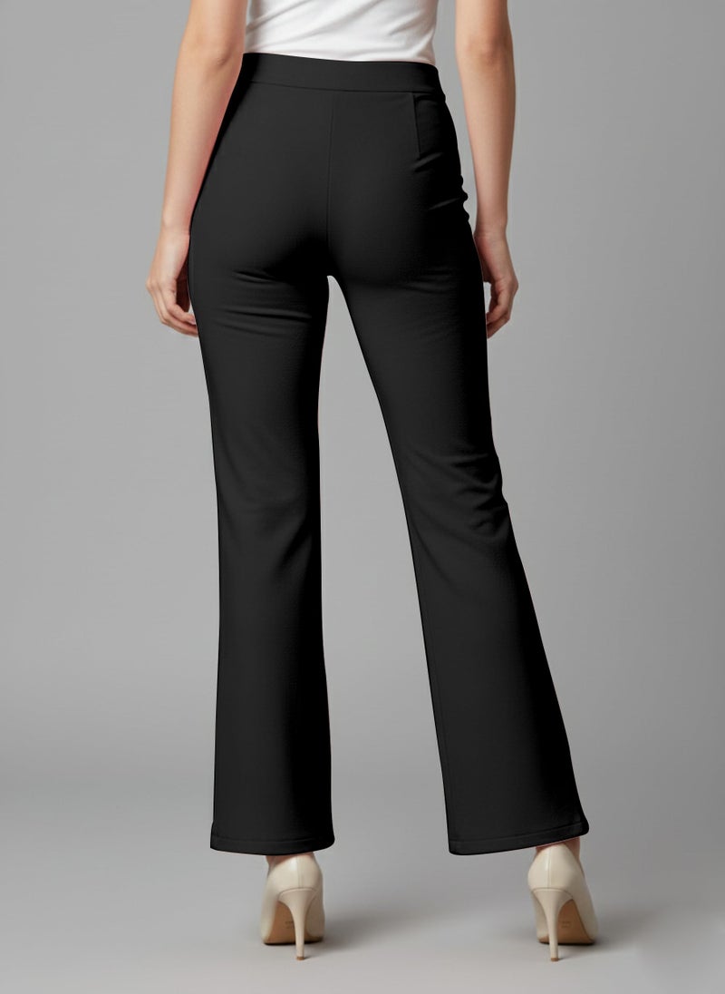 Mehrang Women's Straight High Rise Trouser Pants and Bellbottom Pants for Women's (32, Black) - Image 2