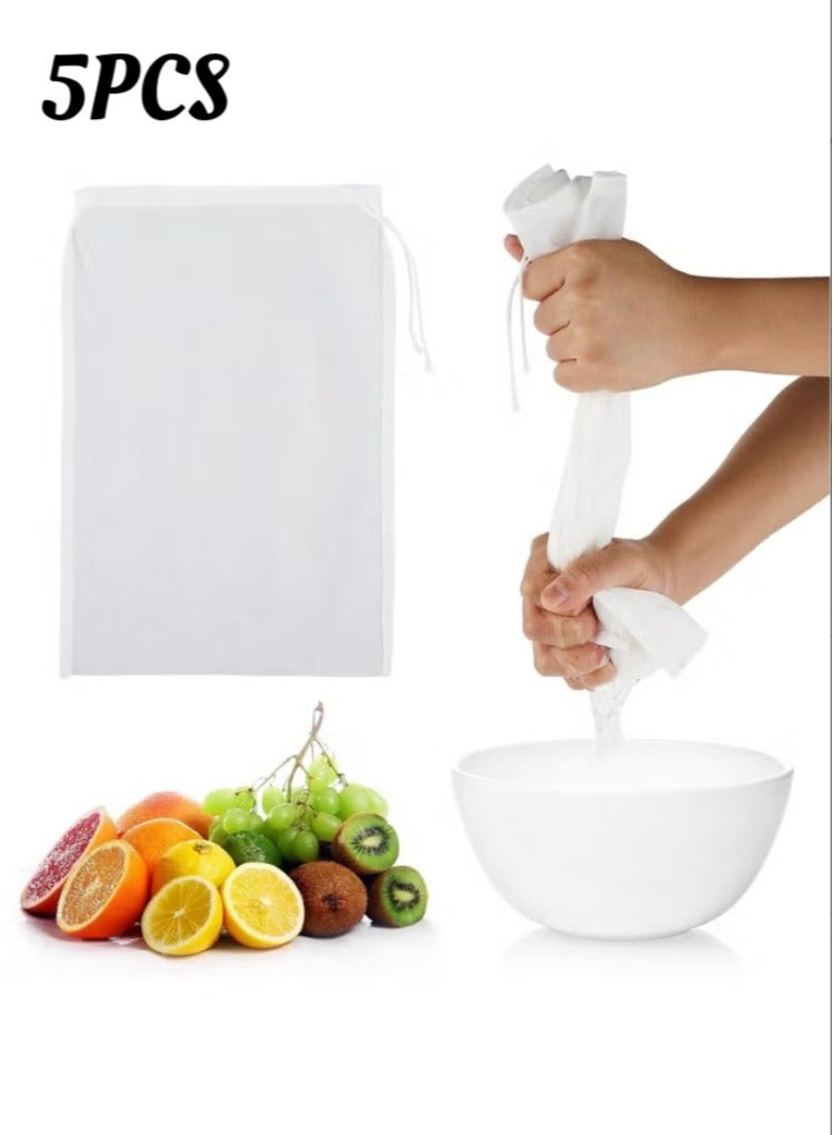 5pcs/pack Food Grade Nut Milk Filter Bag 200 micron 20*30cm Fine Mesh Bag for Filtering Milk, Coffee, Juice, Tea - Image 1