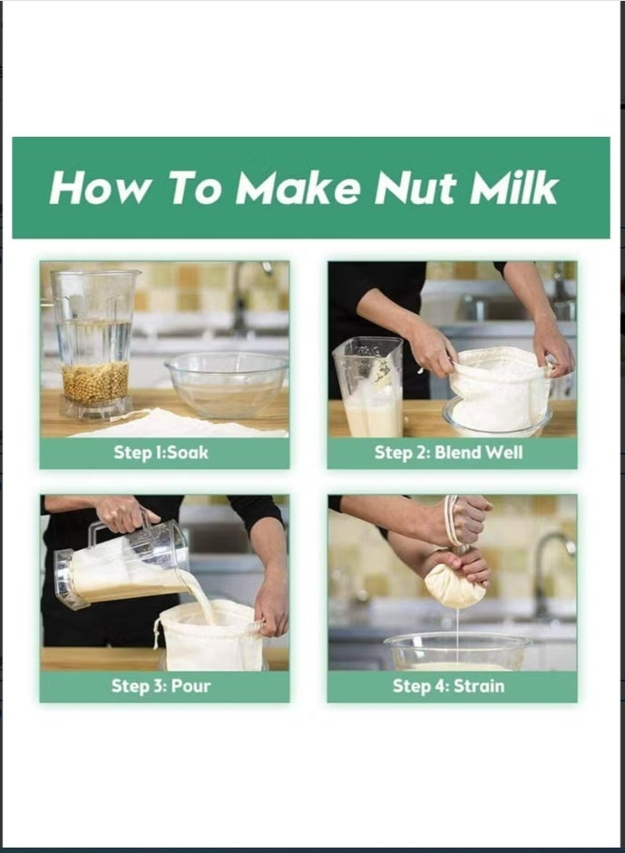 5pcs/pack Food Grade Nut Milk Filter Bag 200 micron 20*30cm Fine Mesh Bag for Filtering Milk, Coffee, Juice, Tea - Image 4