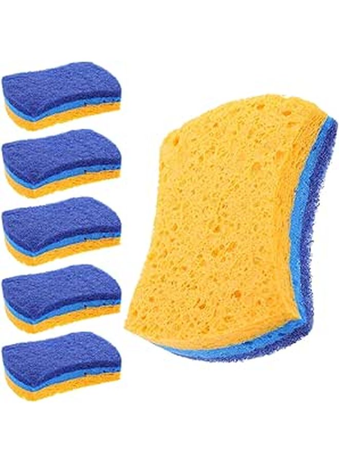 3 Layer Wood Pulp Cotton Dish Sponges 6 Pack Absorbent Compact Kitchen Scrubber For Pots Pans - Image 1