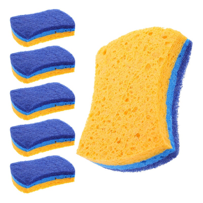 3 Layer Wood Pulp Cotton Dish Sponges 6 Pack Absorbent Compact Kitchen Scrubber For Pots Pans - Image 2
