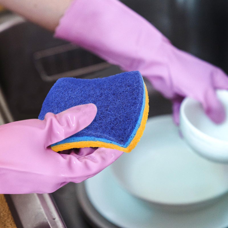 3 Layer Wood Pulp Cotton Dish Sponges 6 Pack Absorbent Compact Kitchen Scrubber For Pots Pans - Image 5