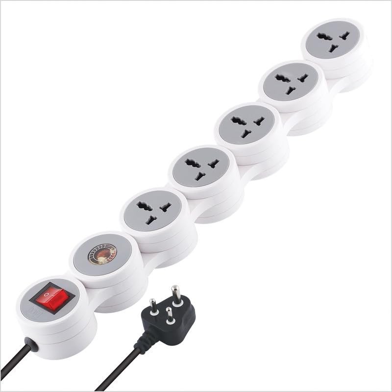 MX Surge Protector & Spike Guard with 4 Universal Socket Master Switch Power Indicator Built-in Fuse with Circuit Breaker (5 Socket/Surge Protector/Circuit Breaker/20Amp, 10 MTR) - Image 1