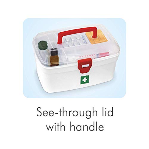 EMNDR 2 Layers Portable Medicine Storage Box Organizer with Compartments Family Emergency Kit Storage Box with Clear Cover, Rectangular - Image 5