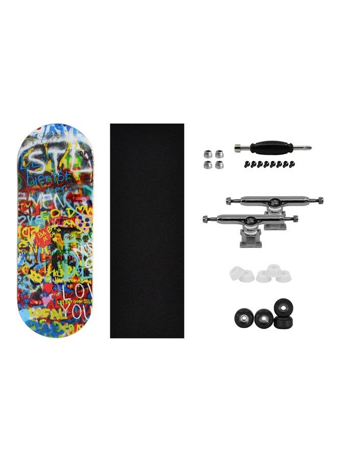 Teak Tuning 34mm Pro Fingerboard Heat Transfer Graphic Complete - Fully Assembled with Pro Level Parts - Pro Shaped Wood Deck (34x97mm), UltraSpin Wheels, Prodigy Trucks - Graffiti Wall - Image 4