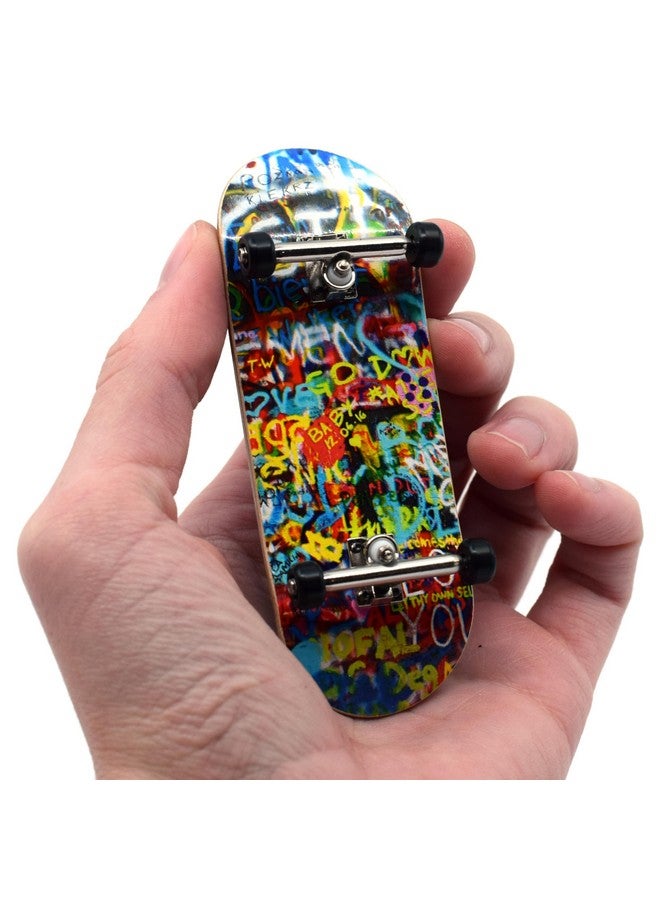 Teak Tuning 34mm Pro Fingerboard Heat Transfer Graphic Complete - Fully Assembled with Pro Level Parts - Pro Shaped Wood Deck (34x97mm), UltraSpin Wheels, Prodigy Trucks - Graffiti Wall - Image 1