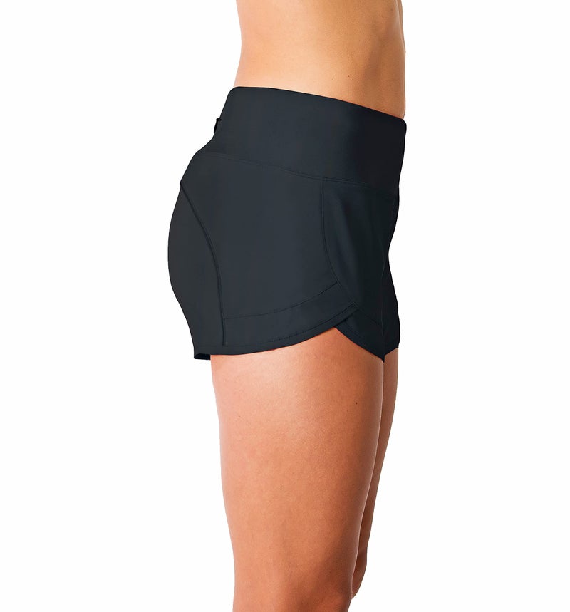 Tough Mode Womens 3" Lightweight Running WOD Volleyball Shorts Workout Mesh Liner Zip Pocket Black - Image 2