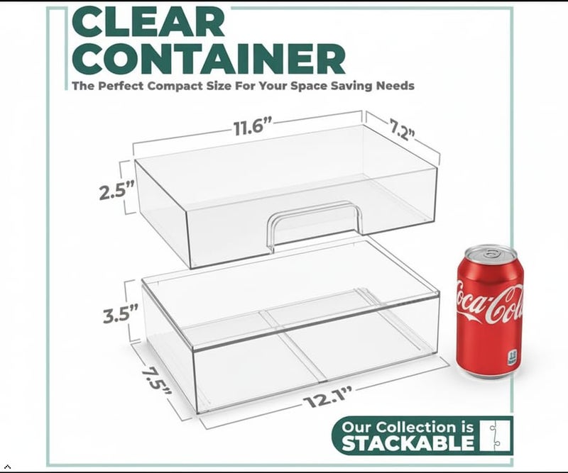 Sorbus Acrylic Storage Containers - 4 Pack, Stackable Storage Bins Set for Bathroom Organization - Clear Acrylic Drawer Organizers - Makeup Case Pull-Out Drawers (12.1â€™â€™ Wide) - Image 2