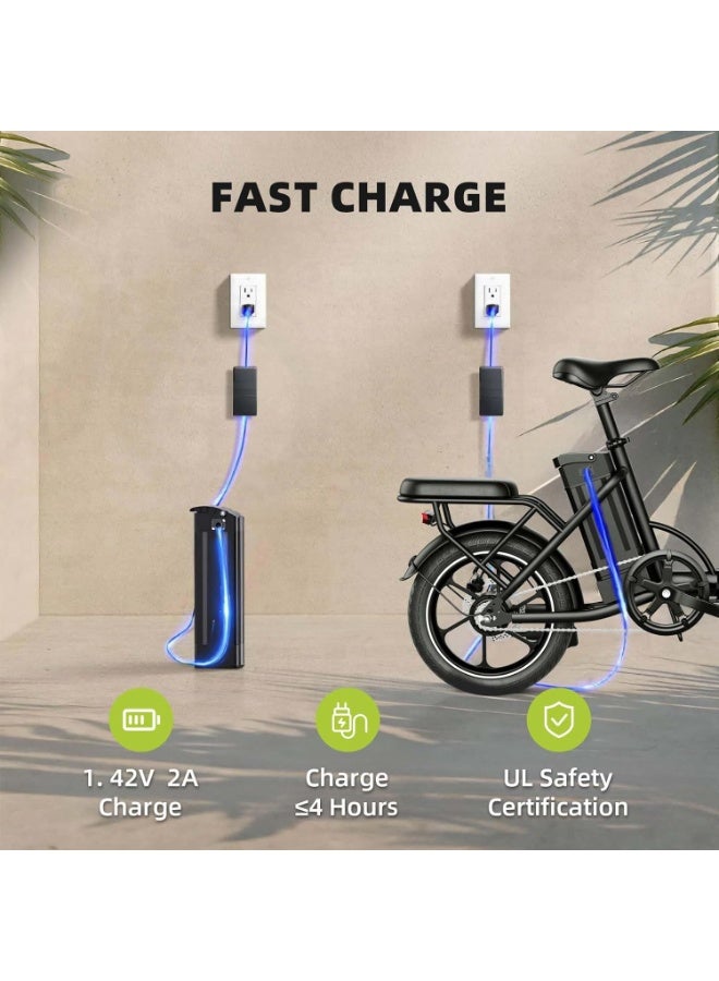 Wind Horse W2B Folding Electric Bike with 350W High Speed Motor, 36V 8AH Battery, 40 KM/H Speed, 35 KM Range, Dual Disk Brakes, Carbon Alloy Frame and 16 Inches Tires, Front Suspension Fort, Portable Electric Bike with Dual Seat - Image 5