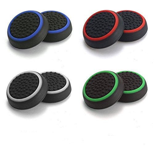 Ambertown Silicone Thumb Stick Grip Cap Joystick Thumbsticks Caps Cover for PS4 Xbox One PS3 Xbox 360 PS2 Game Controllers (Black w/White) - Image 3