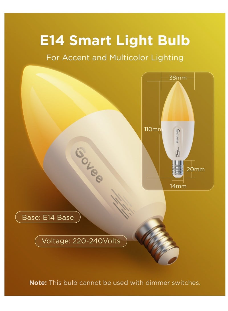 Govee E14 Smart RGBWW LED Light Bulb 450 LM, Dimmable with 16 Million Colors and 54 Scenes - Image 3