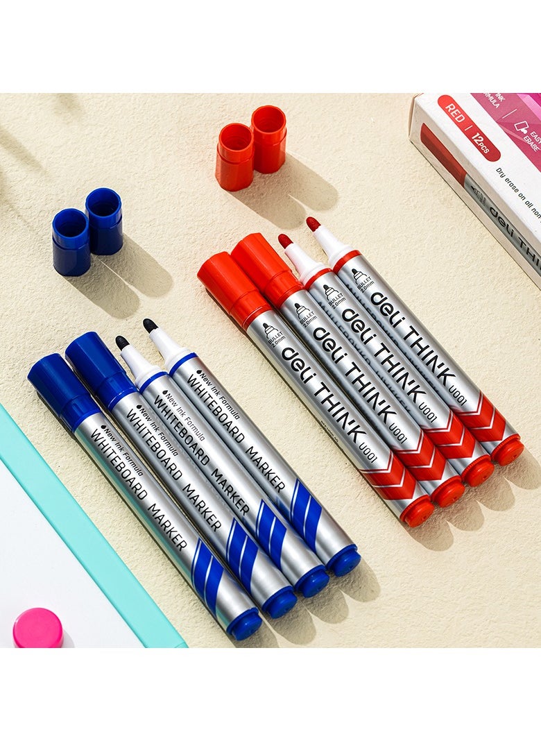 Deli Deli EU00140 Whiteboard Marker Red 12pcs/box– ideal for classrooms, meetings, and whiteboard writing  - Image 4