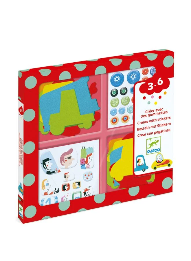 DJECO Create With Stickers Kit - I Love Cars