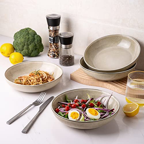 AmorArc 8.5'' Large Pasta Bowls, 36oz Ceramic Salad Serving Bowls Set of 4 for Kitchen, Wide Stoneware Bowls for Pasta,Salad,Fruit,Bread, Microwave Safe, Cappuccino - Image 5