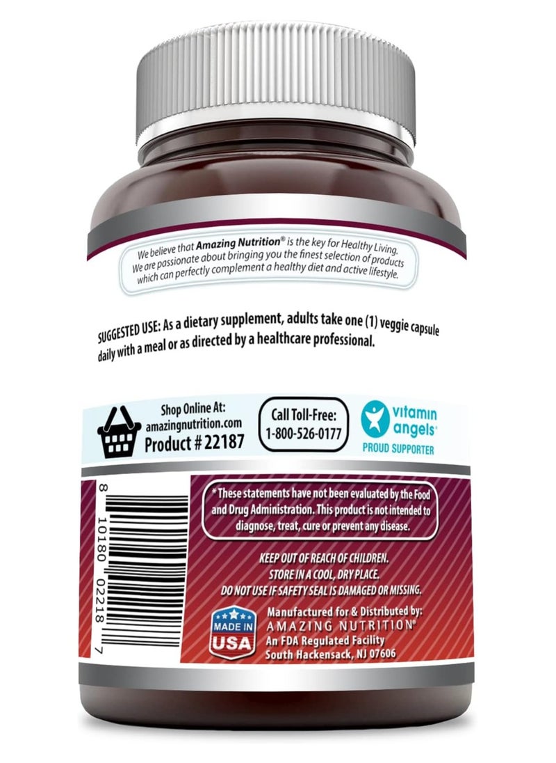 Amazing Nutrition - Quercetin 500mg 120 Veggie Capsules Supplement - Non-GMO - Gluten Free - Supports Overall Health & Well Being - Image 1