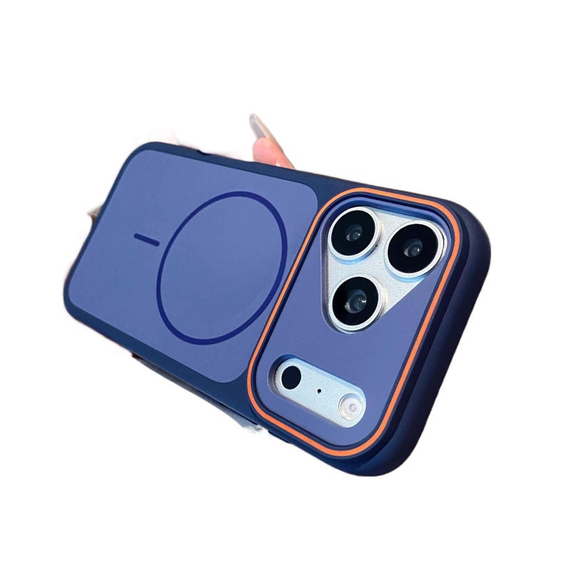 Silicone MagSafe Case for iPhone 14 / 14 Plus / 14 Pro / 14 Pro Max with Strong Magnetic and Skin Feel plus Matte Finish plus Two-Tone Design in Blue - Image 1