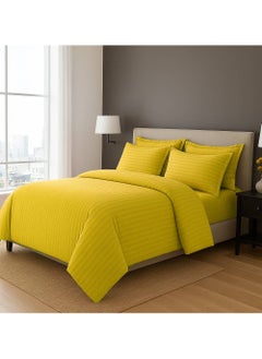 MAXQON 6-Piece Duvet Cover Set – Includes 1 Duvet Cover, 1 Fitted Sheet & 4 Pillowcases – King/Queen/Single Sizes, Color Gold  - Image 2
