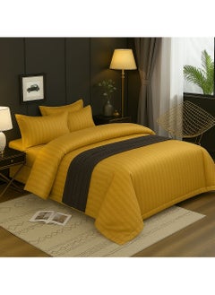 MAXQON 6-Piece Duvet Cover Set – Includes 1 Duvet Cover, 1 Fitted Sheet & 4 Pillowcases – King/Queen/Single Sizes, Color Gold  - Image 3