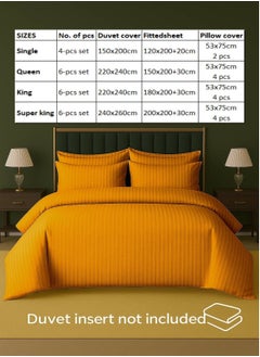 MAXQON 6-Piece Duvet Cover Set – Includes 1 Duvet Cover, 1 Fitted Sheet & 4 Pillowcases – King/Queen/Single Sizes, Color Gold  - Image 4