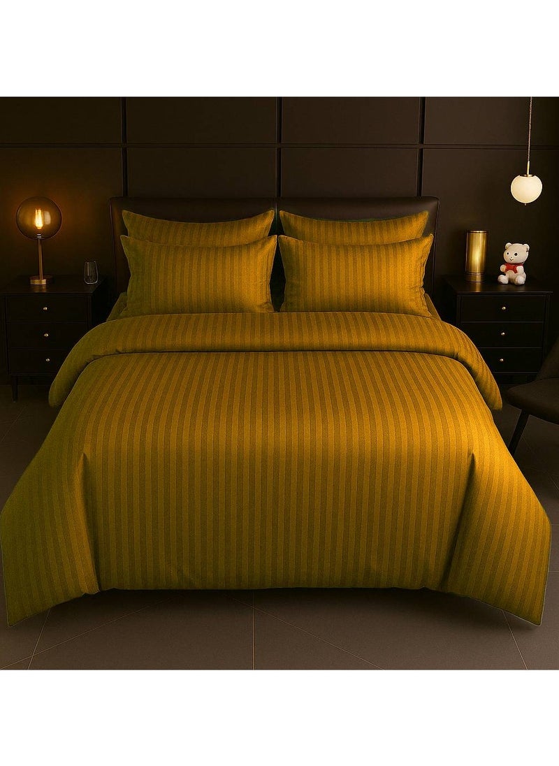 MAXQON 6-Piece Duvet Cover Set – Includes 1 Duvet Cover, 1 Fitted Sheet & 4 Pillowcases – King/Queen/Single Sizes, Color Gold  - Image 1