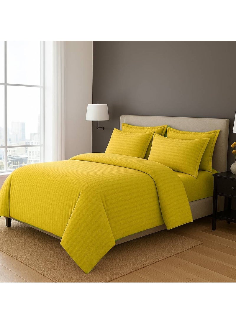 MAXQON 6-Piece Duvet Cover Set – Includes 1 Duvet Cover, 1 Fitted Sheet & 4 Pillowcases – King/Queen/Single Sizes, Color Gold  - Image 2